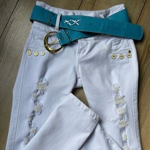 Colombian Jeans Push Up Butt Lift Mid Waist White Skinny Levanta Cola Size 3-4